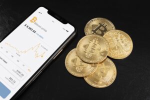minimalistic still life assortment with cryptocurrency