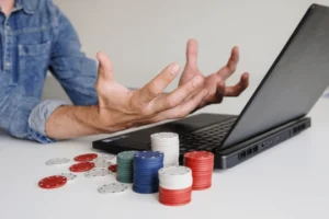 angry man sitting front laptop 600nw 2350520645